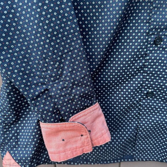 Hugo Boss Men's Regular Shirt Navy Blue Sz L Flip Cuff Long Sleeve Preppy Casual - Picture 3 of 7